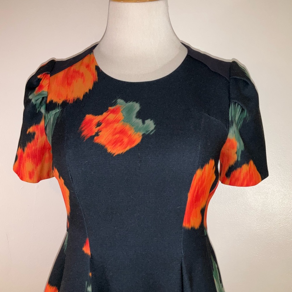 McGinn by Anthropologie Orange A-Line Puff Sleeve Midi Dress - Picture 4 of 12